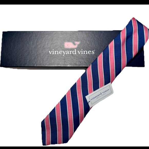 Vineyard Vines Other - NWT Vineyard Vines Mens 100% Silk Tie Made in USA Blue Pink Rope Rep Striped 58”